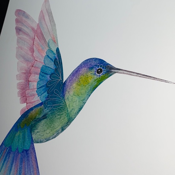 Watercolor Hummingbird Wall Art Illustration Print Poster Unframed - Picture 16 of 17